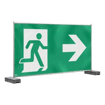 Fluchtweg-Banner für Mobilzaun (rechts)