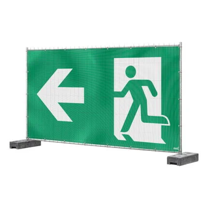 Mobilzaunbanner Fluchtweg links